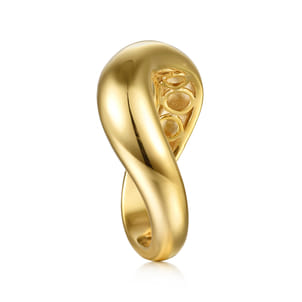 Soraya - 14K Yellow Plain Gold Wave Stackable Ring