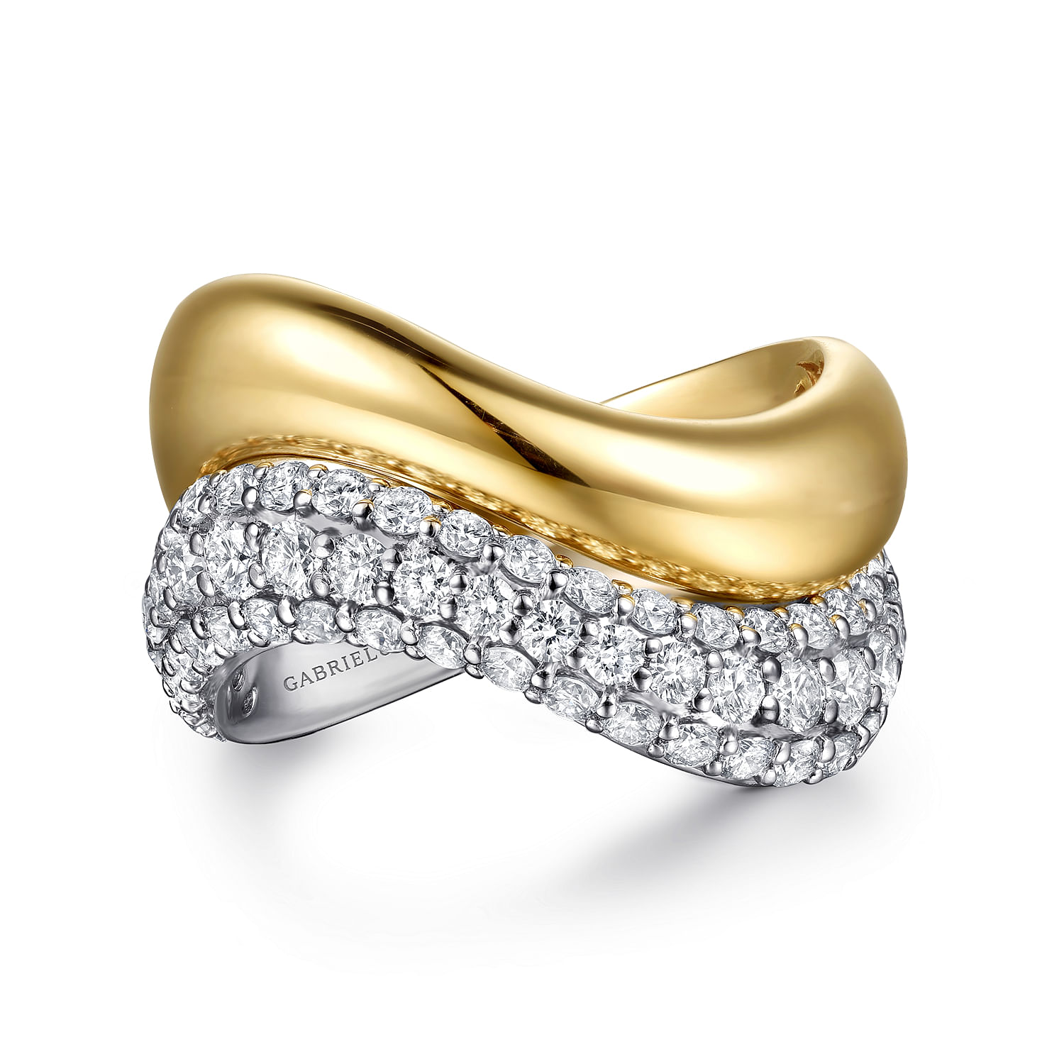 Soraya - 14K Yellow Plain Gold Wave Stackable Ring