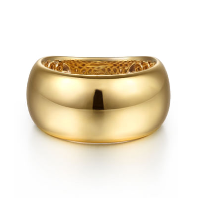 Soraya - 14K Yellow Plain Gold Wide Band Ring