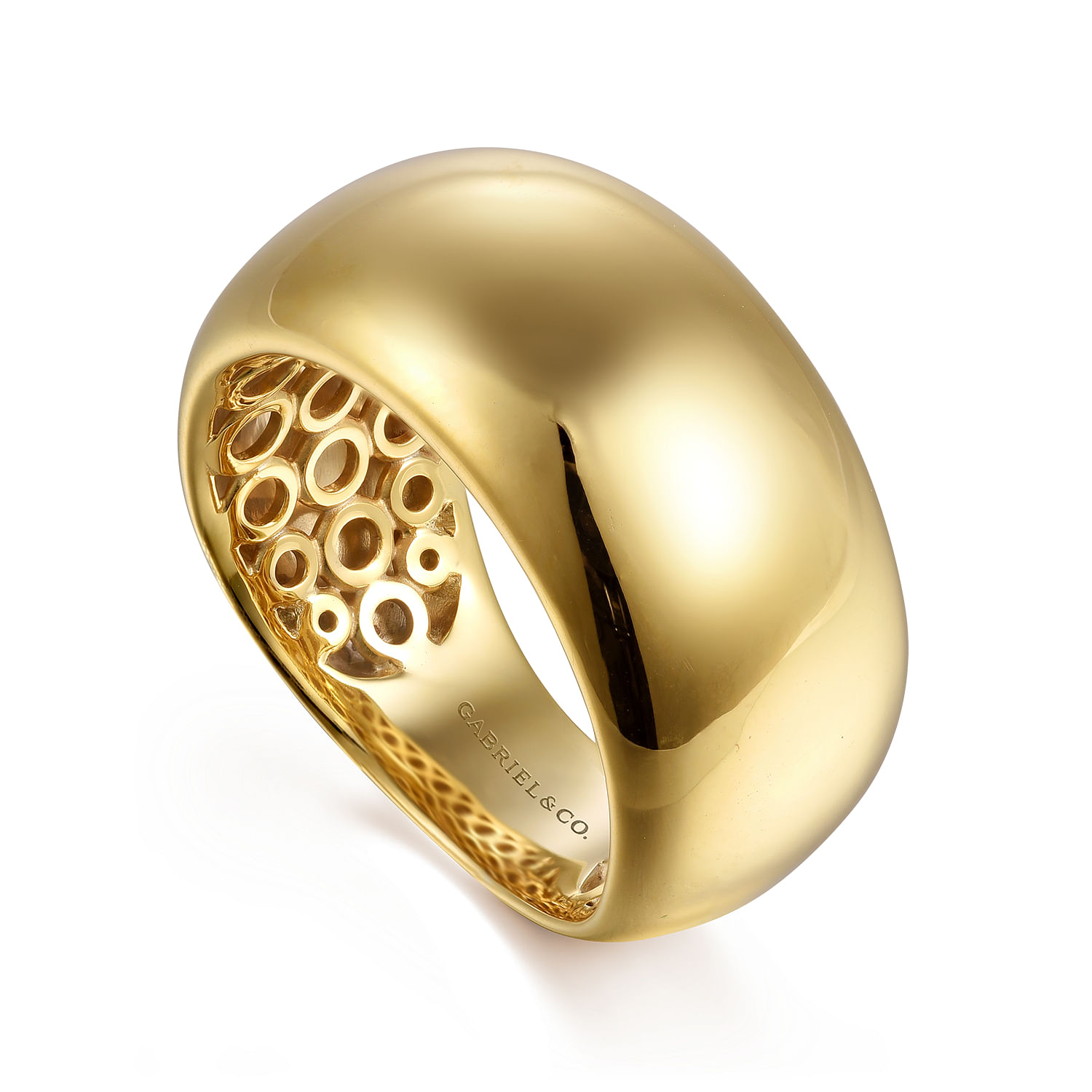 Soraya - 14K Yellow Plain Gold Wide Band Ring