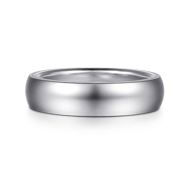 Soren - 14K White Gold 6mm Mens Wedding Band in Sand Blast Finish - Shot 1