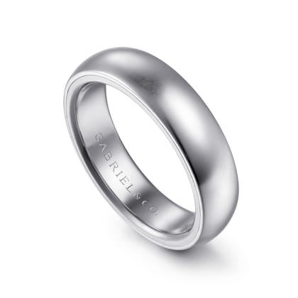 Soren - 14K White Gold 6mm Mens Wedding Band in Sand Blast Finish