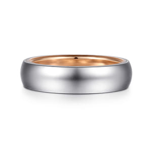 Soren - 14K White-Rose Gold 6mm - Two Tone Men's Wedding Band in Sand Blast Finish