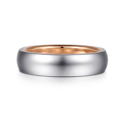 Soren - 14K White-Rose Gold 6mm - Two Tone Men's Wedding Band in Sand Blast Finish
