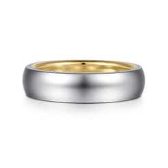 Soren - 14K White-Yellow Gold 6mm Mens Wedding Band in Sand Blast Finish