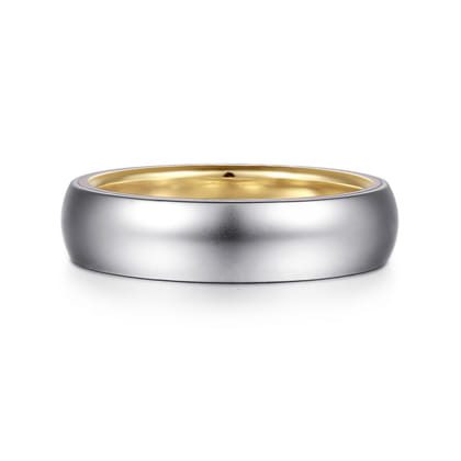 Soren - 14K White-Yellow Gold 6mm Mens Wedding Band in Sand Blast Finish