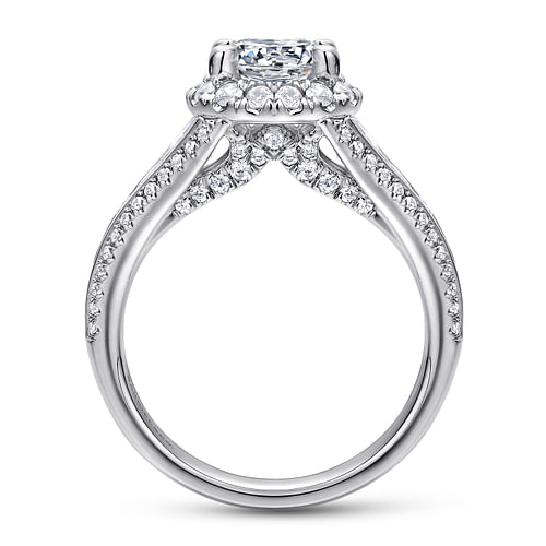 Sorrel - 14K White Gold Round Halo Diamond Channel Set Engagement Ring - 1.08 ct - Shot 2