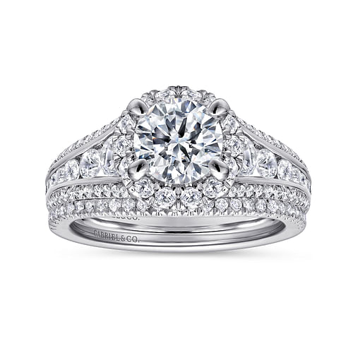 Sorrel - 14K White Gold Round Halo Diamond Channel Set Engagement Ring - 1.08 ct - Shot 4