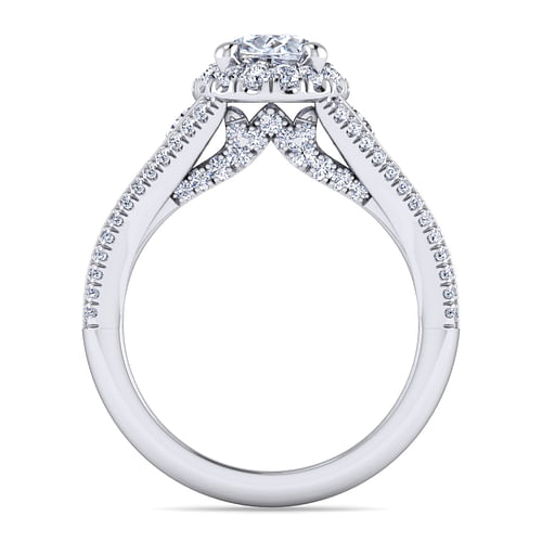 Sorrel - Platinum Oval Halo Diamond Channel Set Engagement Ring - 1.08 ct - Shot 2