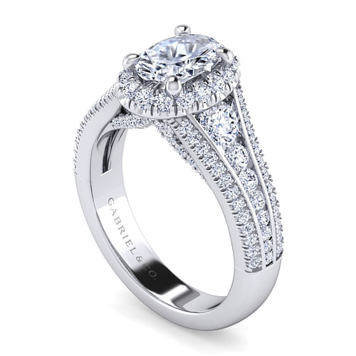 Sorrel - Platinum Oval Halo Diamond Channel Set Engagement Ring - 1.08 ct - Shot 3