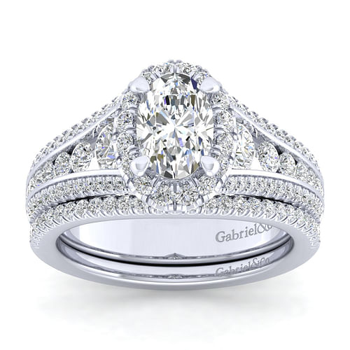 Sorrel - Platinum Oval Halo Diamond Channel Set Engagement Ring - 1.08 ct - Shot 4
