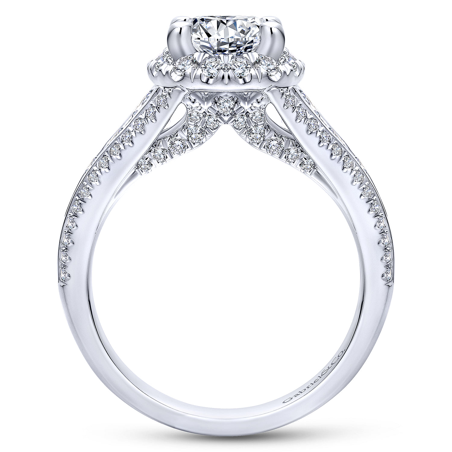 Sorrel - Platinum Round Halo Diamond Channel Set Engagement Ring - 1.08 ct - Shot 2
