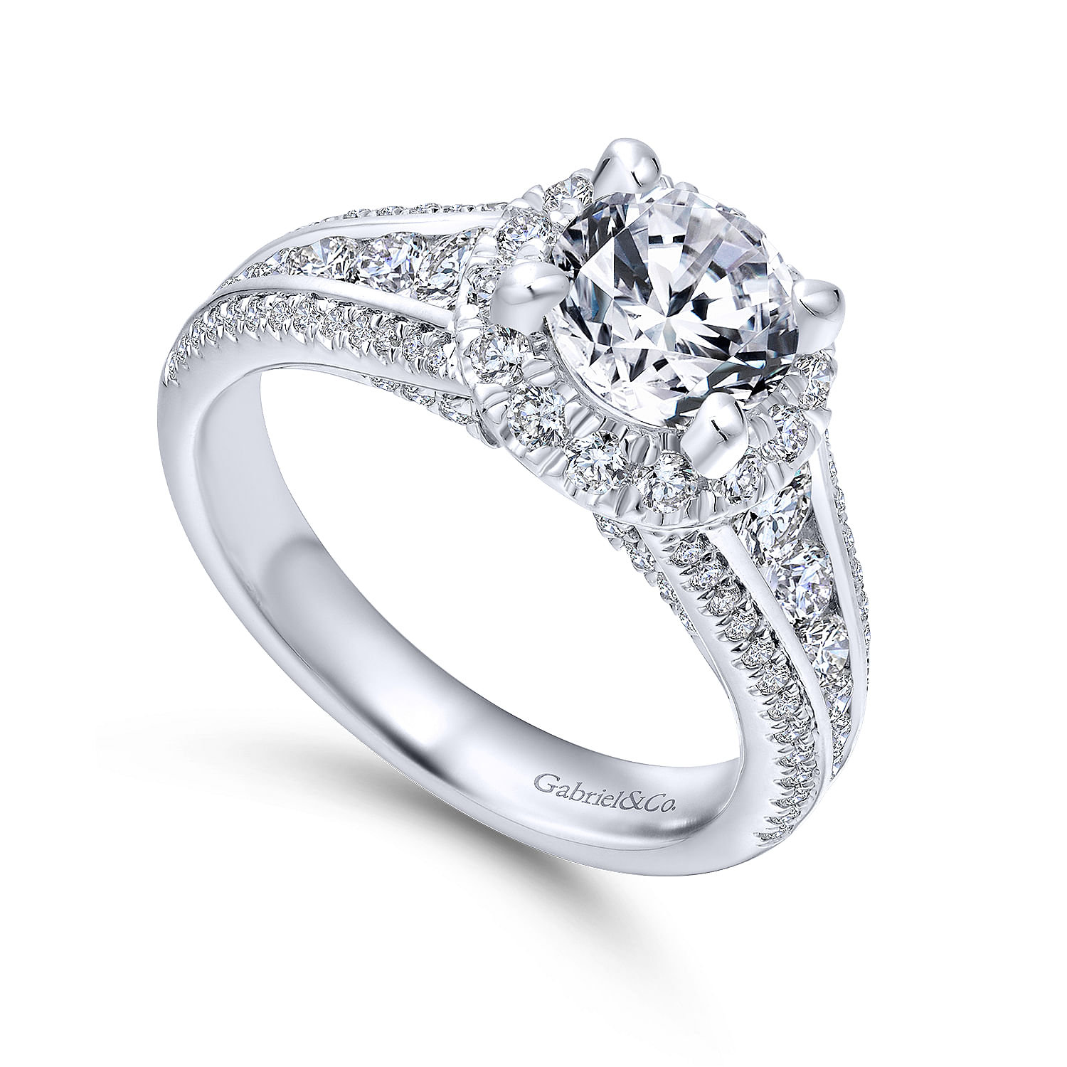 Sorrel - Platinum Round Halo Diamond Channel Set Engagement Ring - 1.08 ct - Shot 3