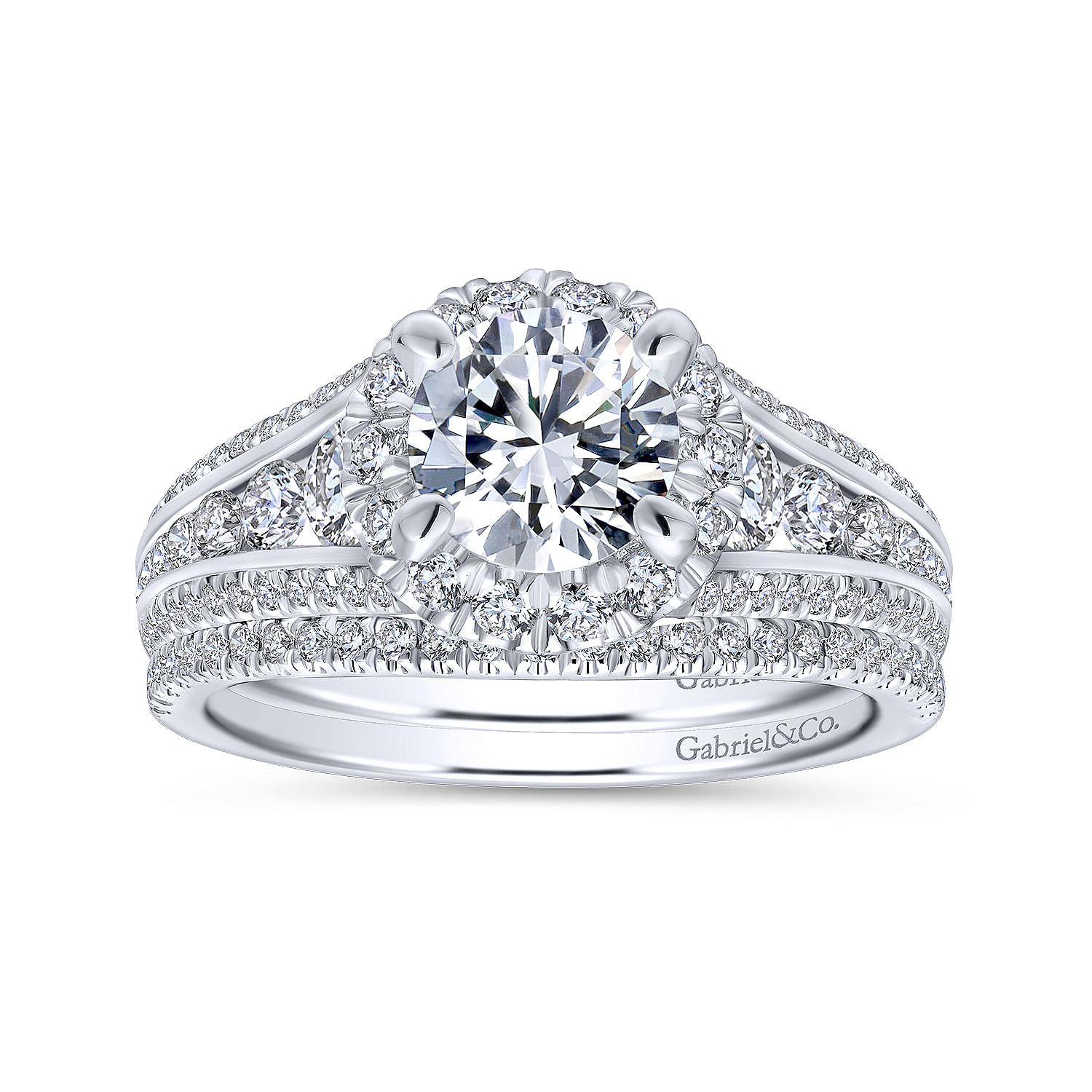 Sorrel - Platinum Round Halo Diamond Channel Set Engagement Ring - 1.08 ct - Shot 4
