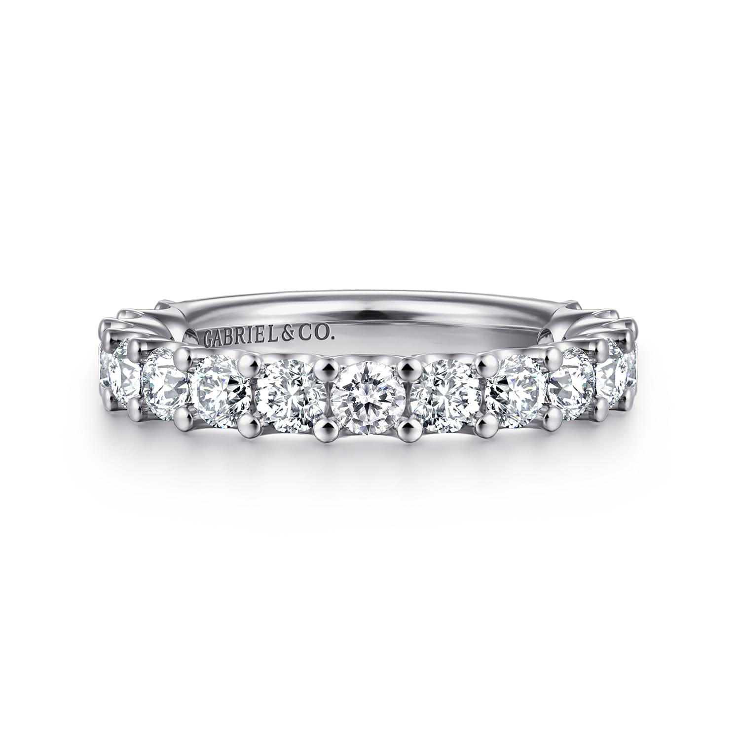 Straight Wedding Ring in 14k White Gold with Round Natural Diamond at Gabriel & Co. - Shot 1