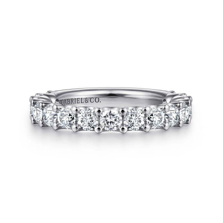 Straight Wedding Ring in 14k White Gold with Round Natural Diamond at Gabriel & Co. - Shot 1