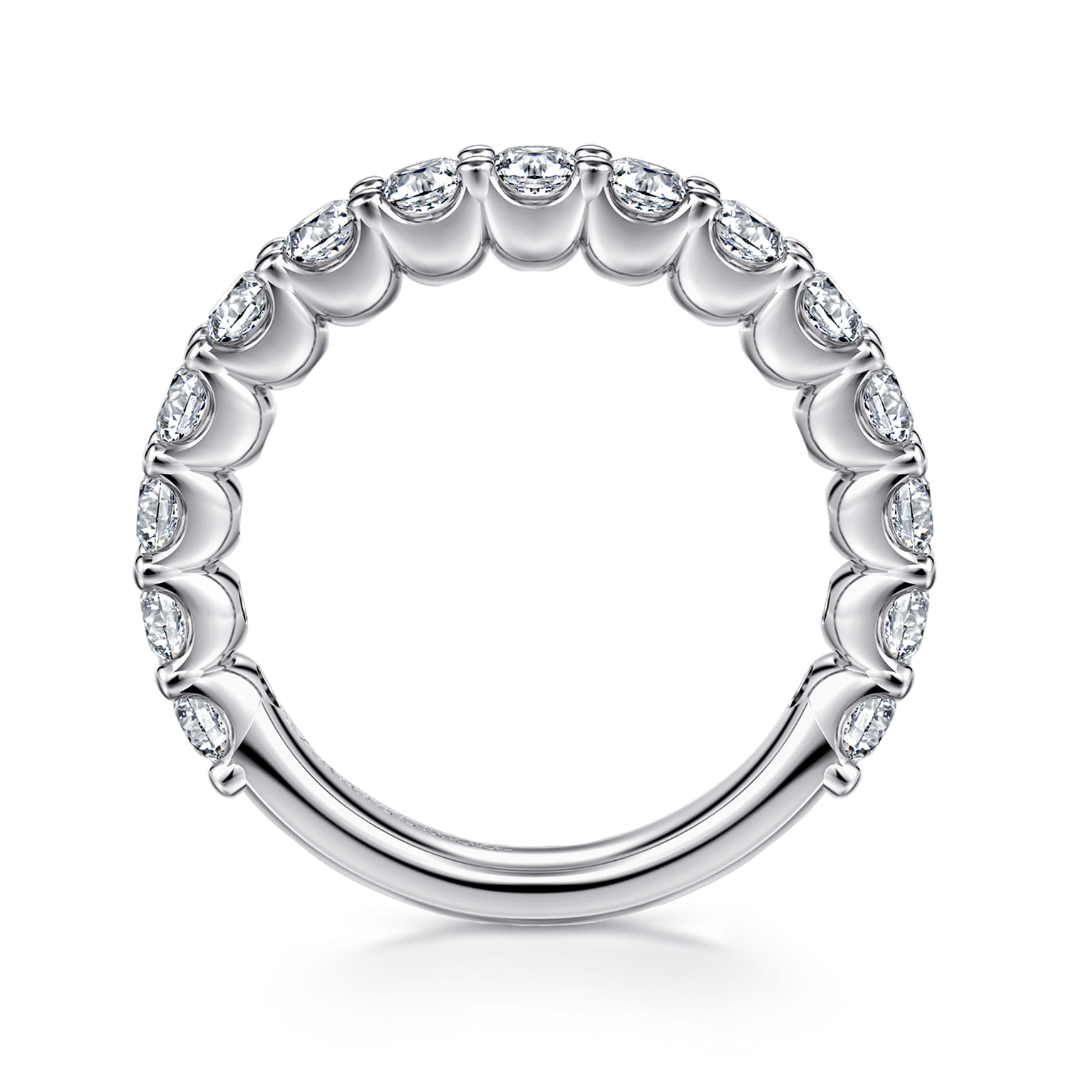 Straight Wedding Ring in 14k White Gold with Round Natural Diamond at Gabriel & Co. - Shot 2