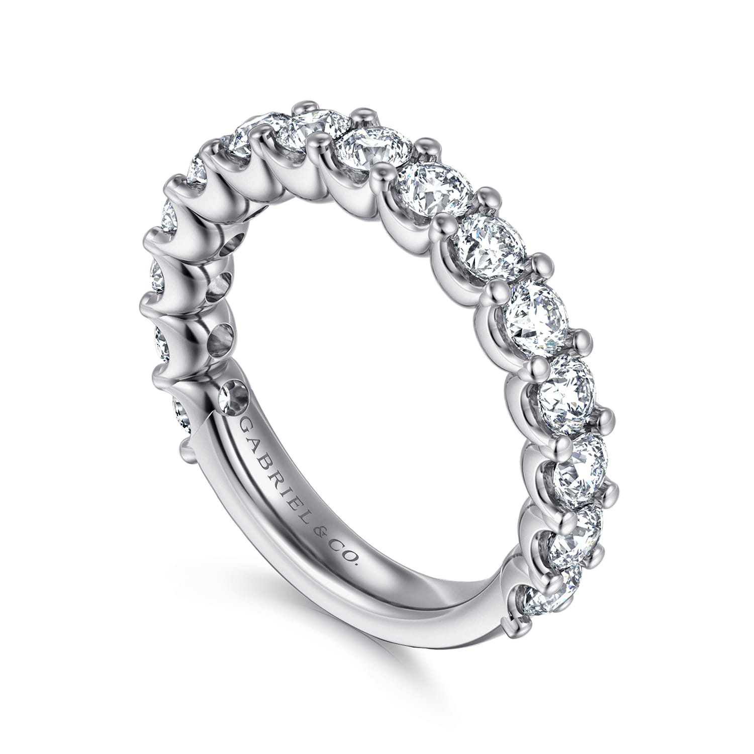 Straight Wedding Ring in 14k White Gold with Round Natural Diamond at Gabriel & Co. - Shot 3