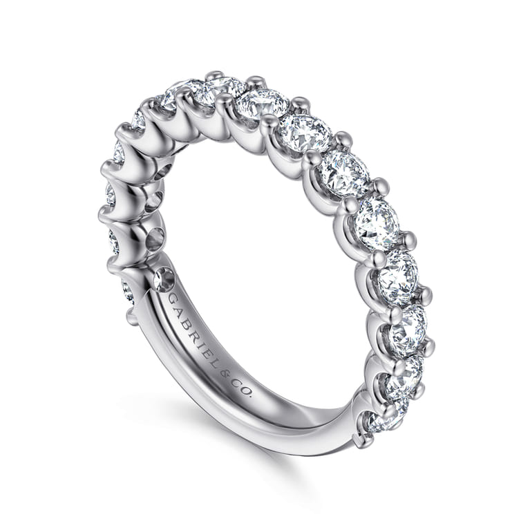 Straight Wedding Ring in 14k White Gold with Round Natural Diamond at Gabriel & Co. - Shot 3