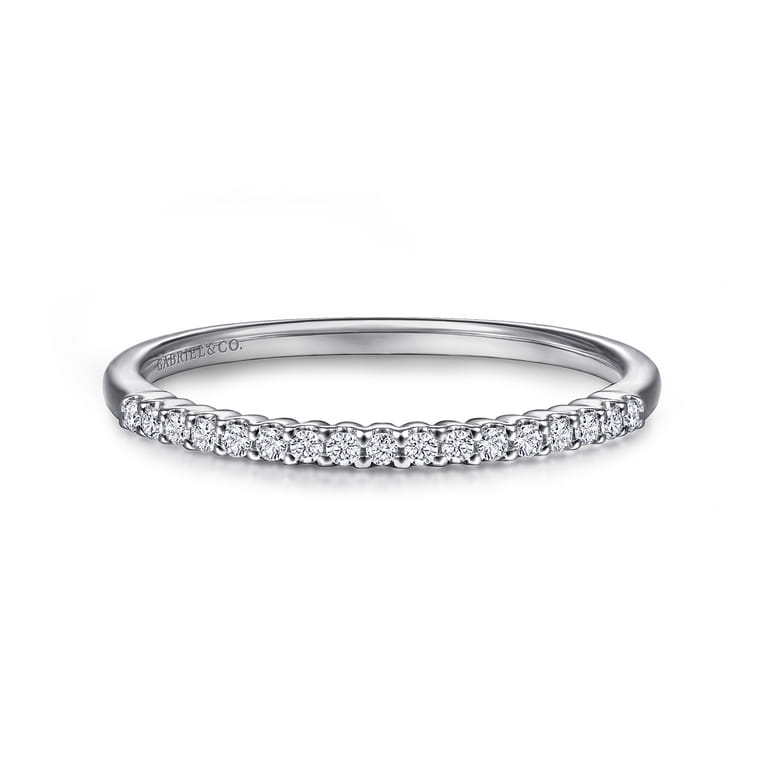 Straight Wedding Ring in 14k White Gold with Round Natural Diamond at Gabriel & Co. - Shot 1