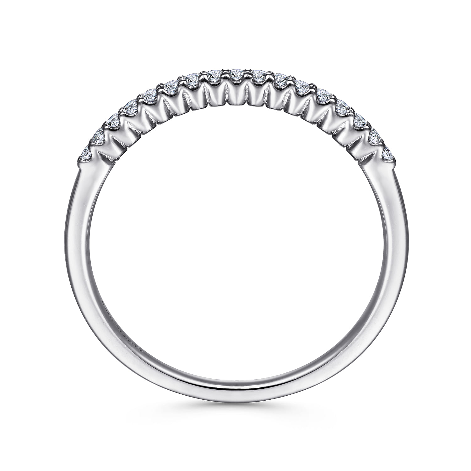 Straight Wedding Ring in 14k White Gold with Round Natural Diamond at Gabriel & Co. - Shot 2