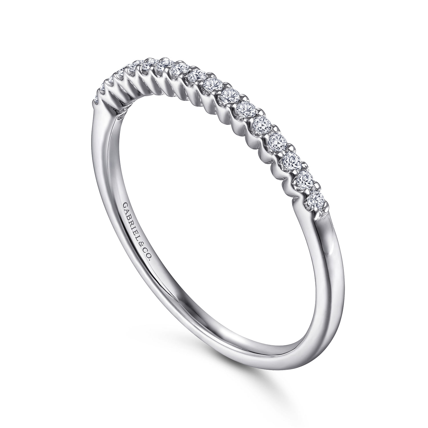 Straight Wedding Ring in 14k White Gold with Round Natural Diamond at Gabriel & Co. - Shot 3