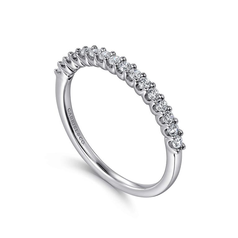 Straight Wedding Ring in 14k White Gold with Round Natural Diamond at Gabriel & Co. - Shot 3