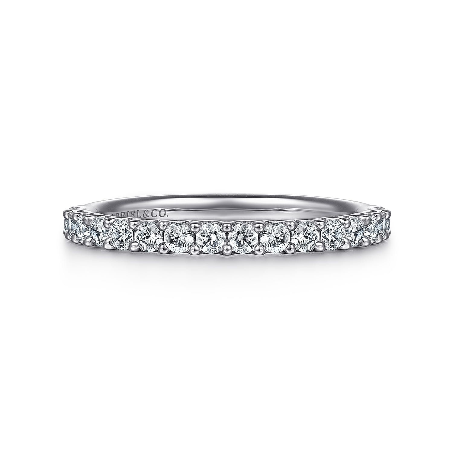 Straight Wedding Ring in 14k White Gold with Round Natural Diamond at Gabriel & Co. - Shot 1