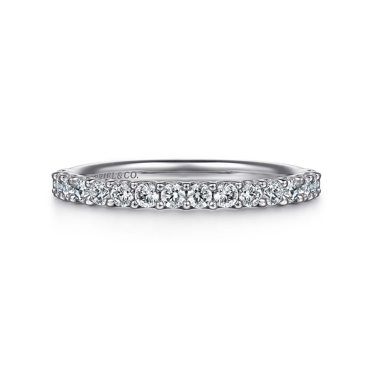 Straight Wedding Ring in 14k White Gold with Round Natural Diamond at Gabriel & Co. - Shot 1