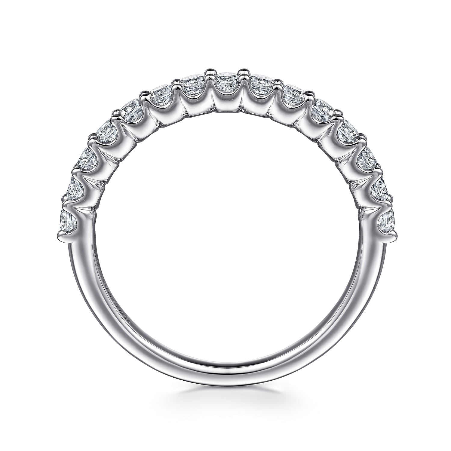 Straight Wedding Ring in 14k White Gold with Round Natural Diamond at Gabriel & Co. - Shot 2