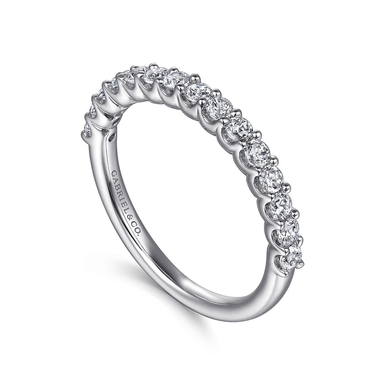 Straight Wedding Ring in 14k White Gold with Round Natural Diamond at Gabriel & Co. - Shot 3