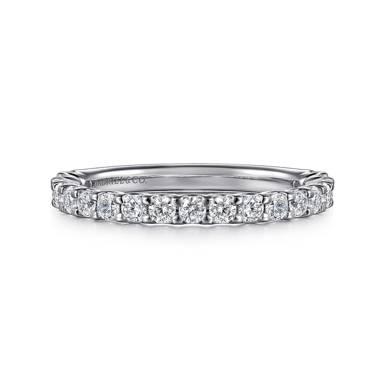 Straight Wedding Ring in 14k White Gold with Round Natural Diamond at Gabriel & Co. - Shot 1