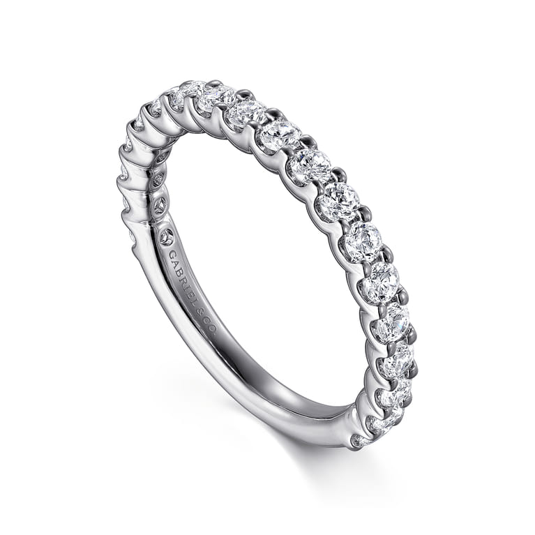 Straight Wedding Ring in 14k White Gold with Round Natural Diamond at Gabriel & Co. - Shot 3