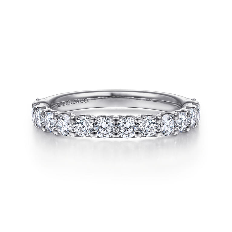 Straight Wedding Ring in 14k White Gold with Round Natural Diamond at Gabriel & Co. - Shot 1