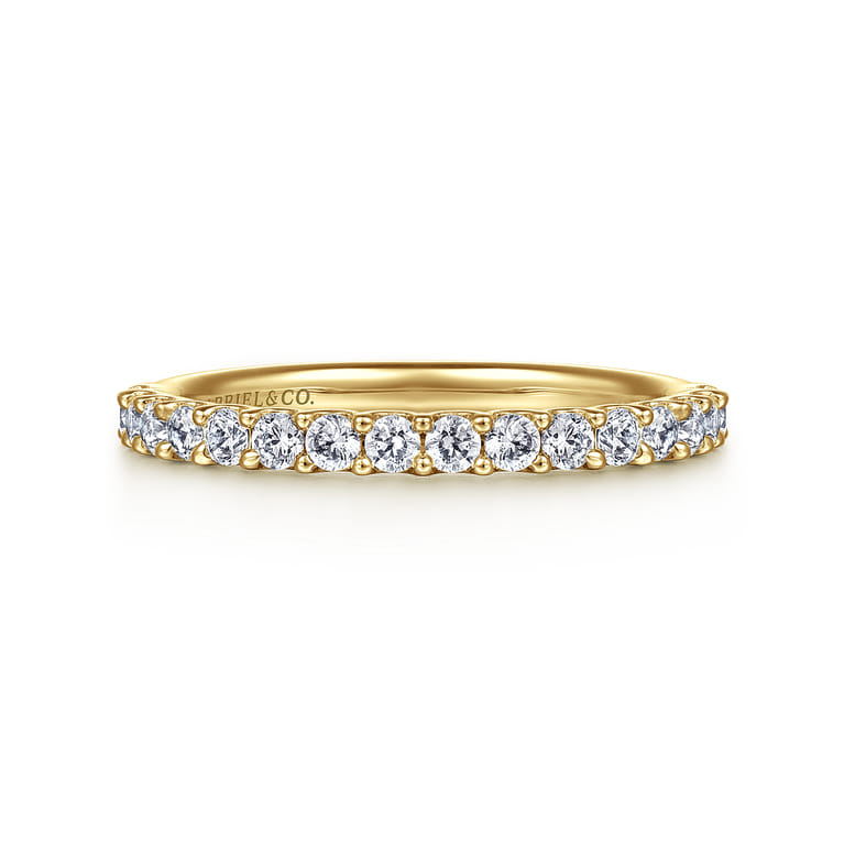 Straight Wedding Ring in 14k Yellow Gold with Round Natural Diamond at Gabriel & Co. - Shot 1