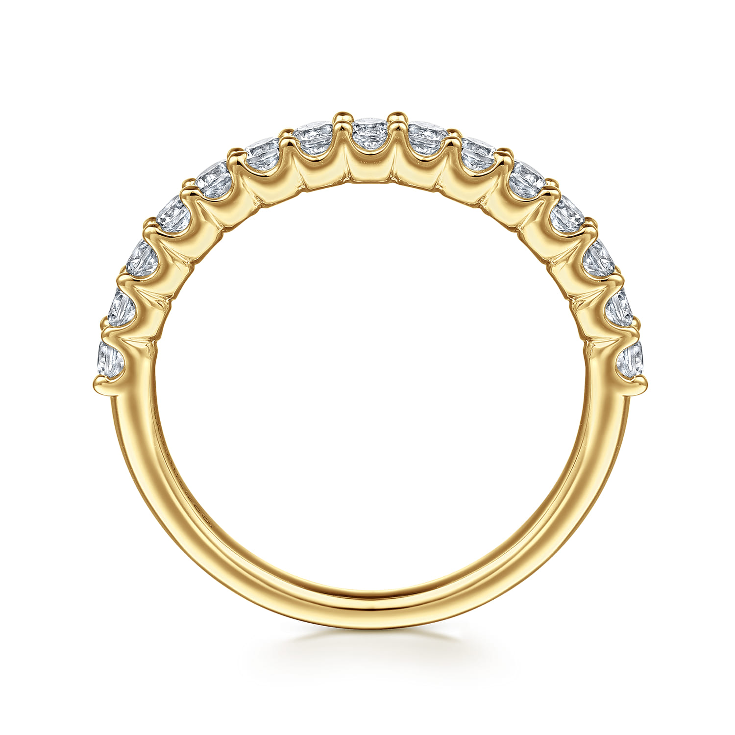 Straight Wedding Ring in 14k Yellow Gold with Round Natural Diamond at Gabriel & Co. - Shot 2