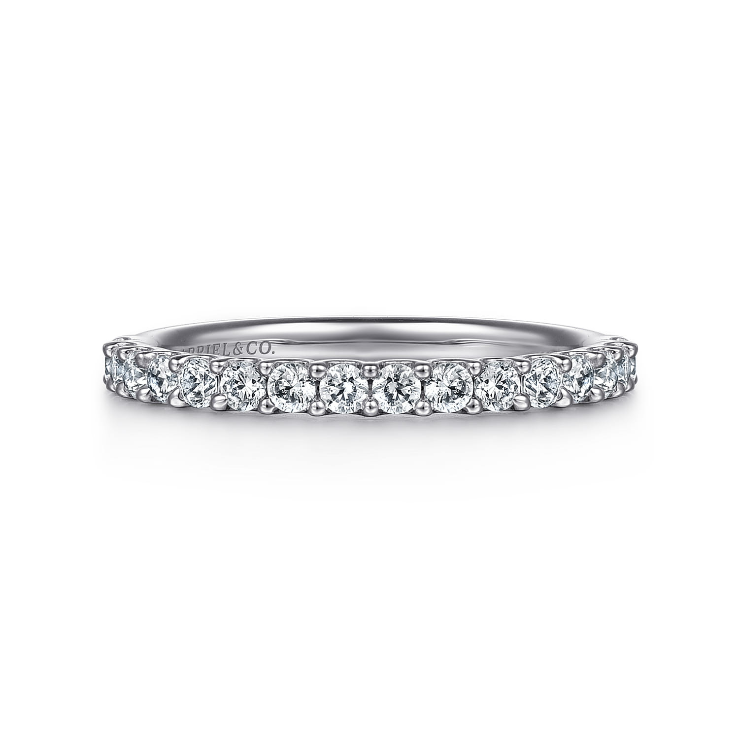 Straight Wedding Ring in Platinum with Round Natural Diamond at Gabriel & Co. - Shot 1