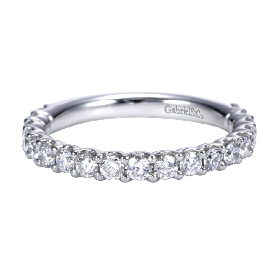 Straight Wedding Ring in Platinum with Round Natural Diamond at Gabriel & Co. - Shot 1