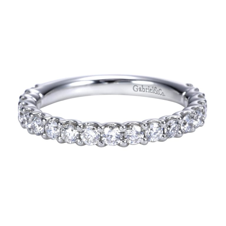 Straight Wedding Ring in Platinum with Round Natural Diamond at Gabriel & Co. - Shot 1
