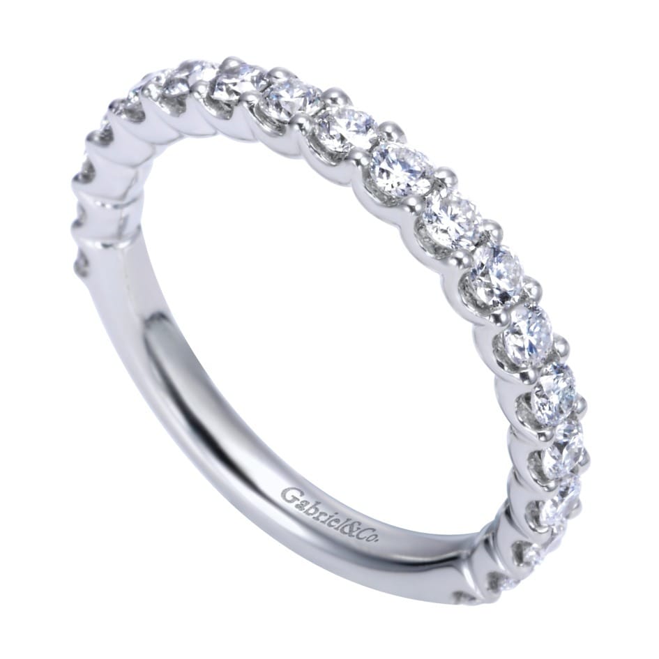 Straight Wedding Ring in Platinum with Round Natural Diamond at Gabriel & Co. - Shot 3