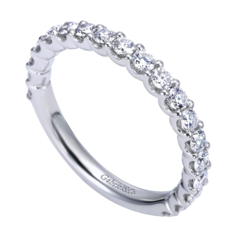 Straight Wedding Ring in Platinum with Round Natural Diamond at Gabriel & Co. - Shot 3