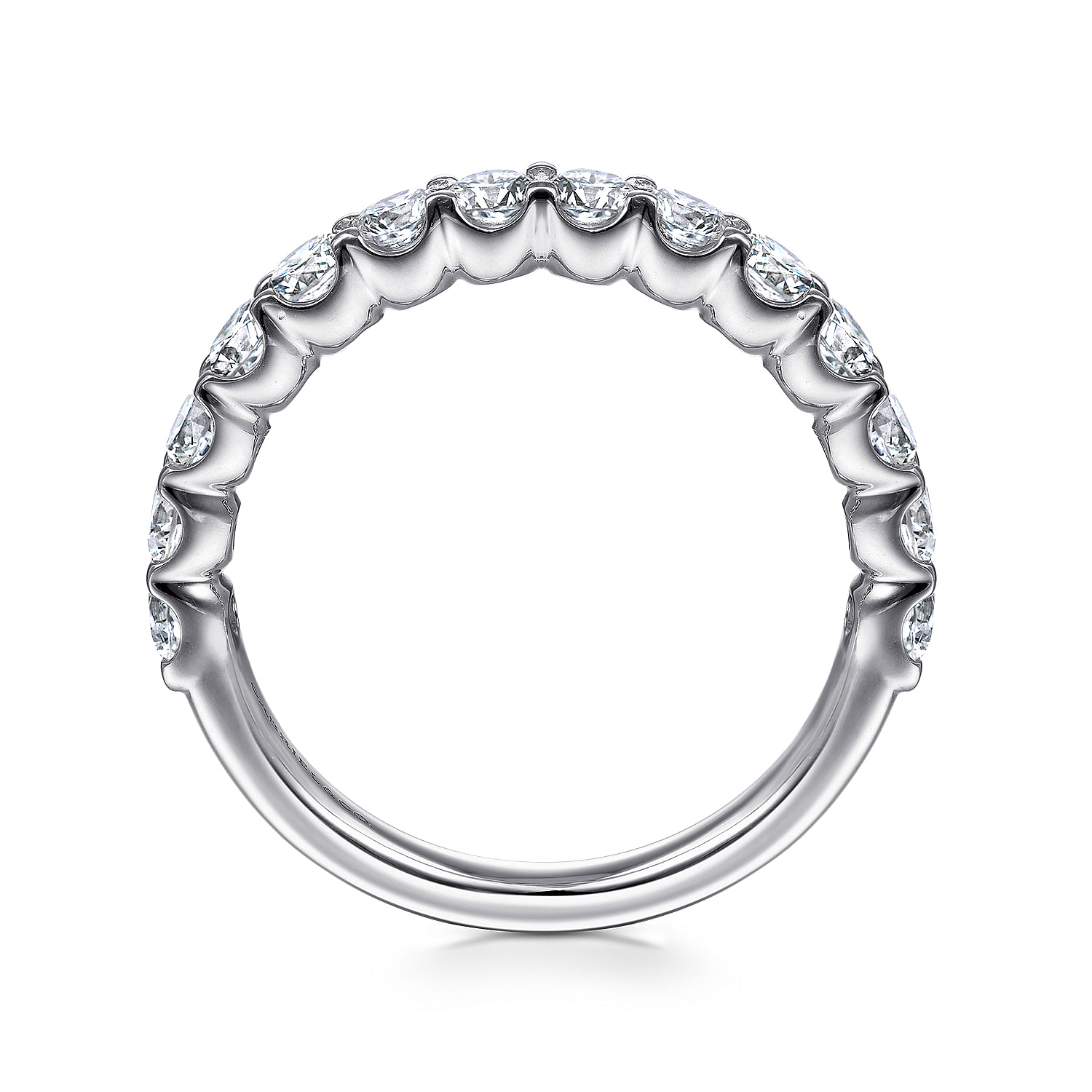 Straight Wedding Ring in Platinum with Round Natural Diamond at Gabriel & Co. - Shot 2