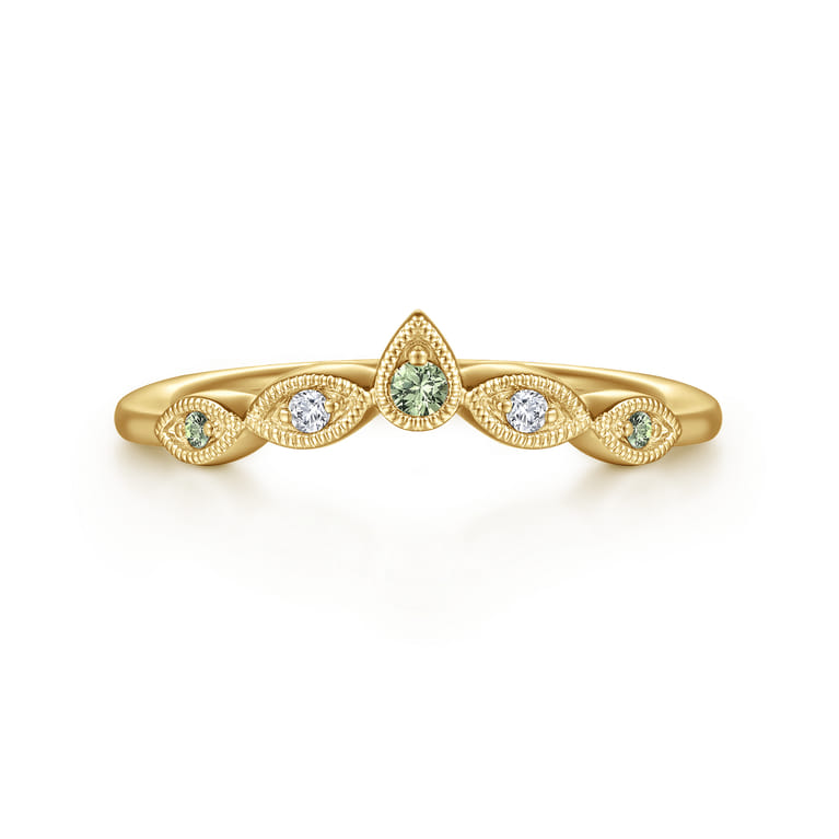 Curved Wedding Ring in 14k Yellow Gold with Round  at Gabriel & Co. - Shot 1