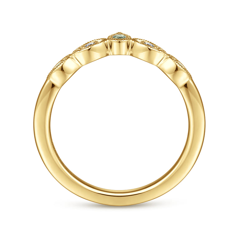 Curved Wedding Ring in 14k Yellow Gold with Round  at Gabriel & Co. - Shot 2