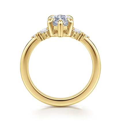 Splendid - 14K Yellow Gold 6 Prong Marquise Shape Diamond Engagement Ring