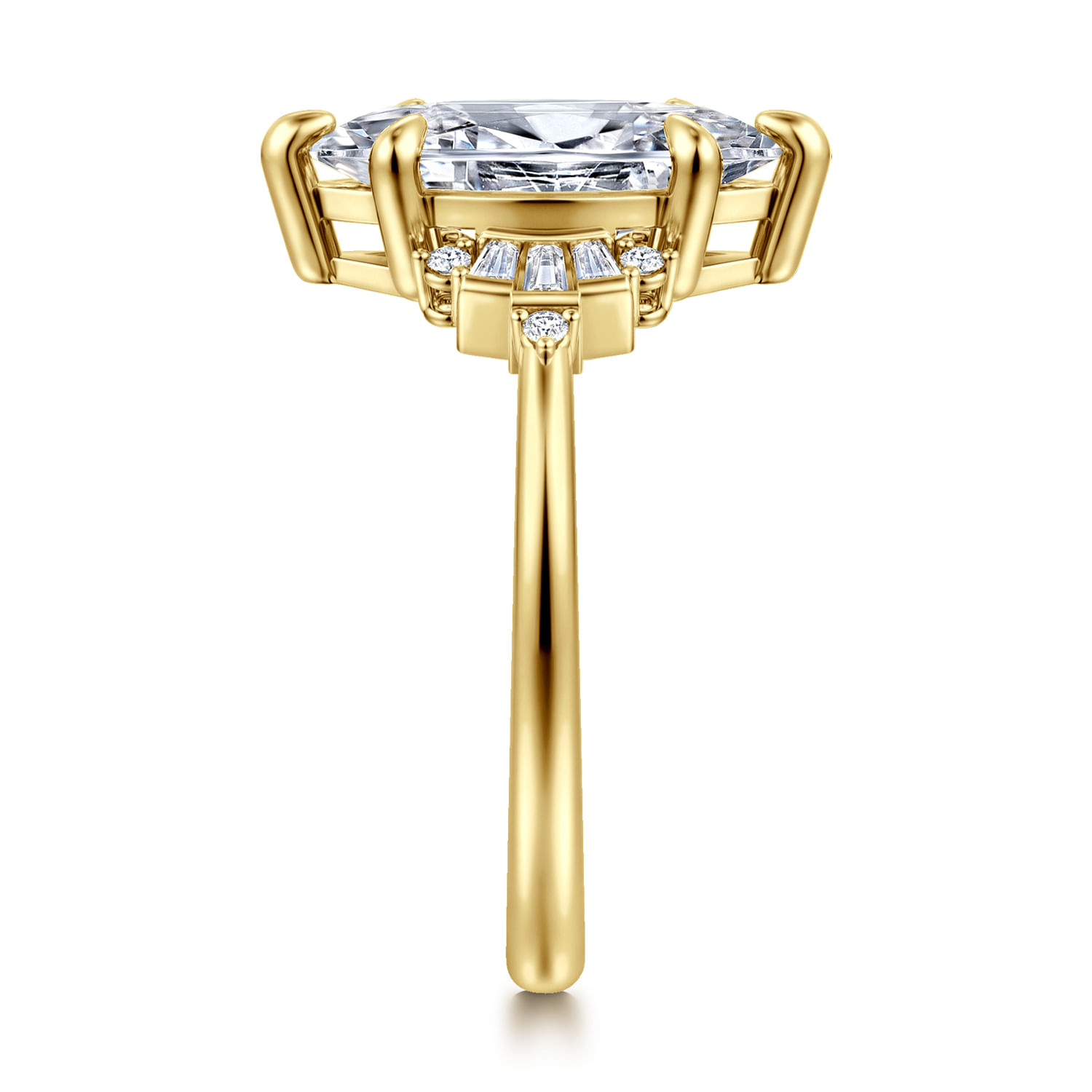 Splendid - 14K Yellow Gold 6 Prong Marquise Shape Diamond Engagement Ring