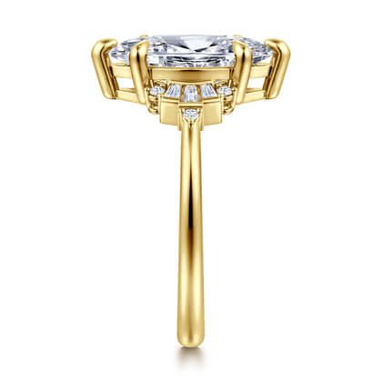Splendid - 14K Yellow Gold 6 Prong Marquise Shape Diamond Engagement Ring