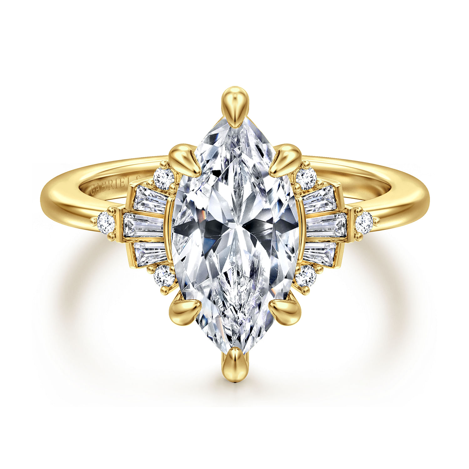 Splendid - 14K Yellow Gold Marquise Shape Diamond Engagement Ring