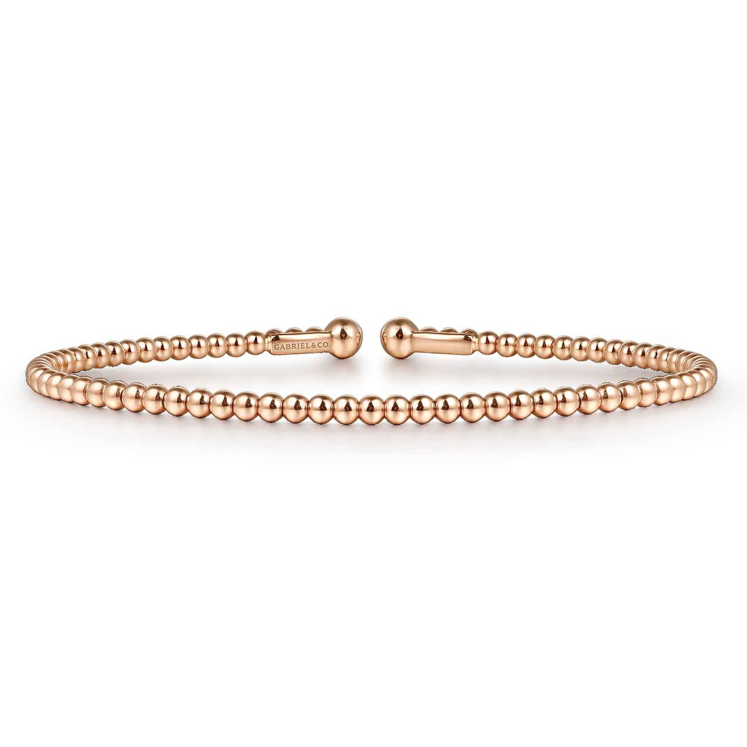 Split 14K Rose Gold Beaded Bujukan Bangle - Shot 1