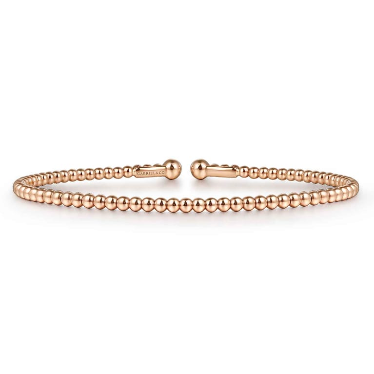 Split 14K Rose Gold Beaded Bujukan Bangle - Shot 1